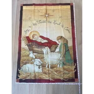 Vintage Porch Flag Christmas Nativity Scene Christian Holidays Winter JL